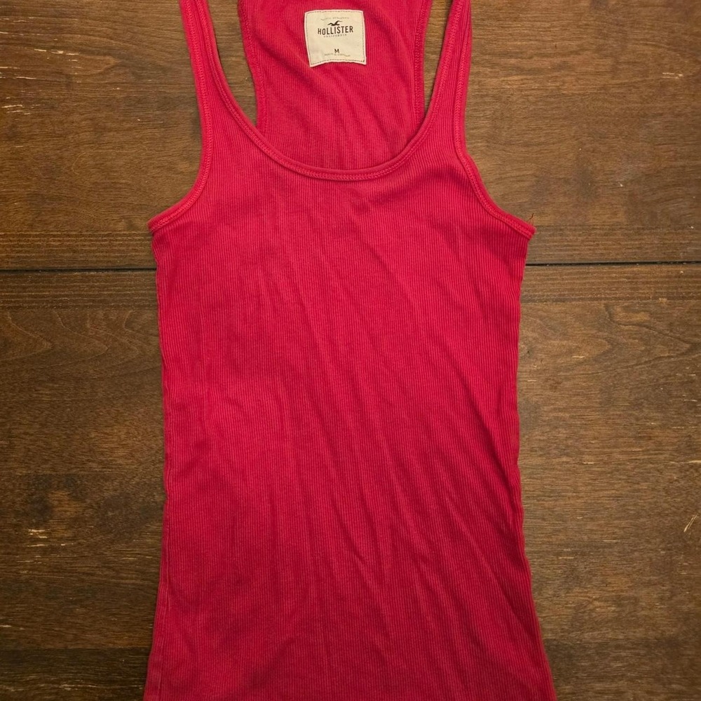 Vintage Y2K Hollister Magenta Pink Ribbed Racerback Tank Top Size M